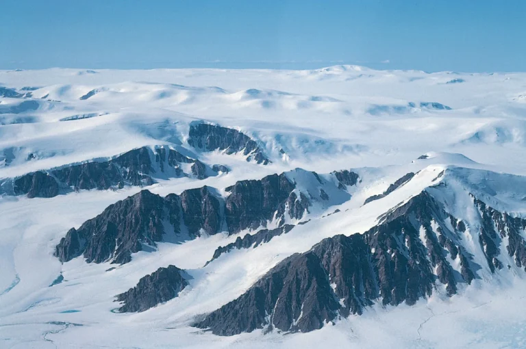 Mountain peaks ice cap Ellesmere Island Nunavut